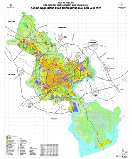 Bản đồ định hướng phát triển không gian thành phố Hồ Chí Minh đến 2020 (Nguồn Planic.org.vn)