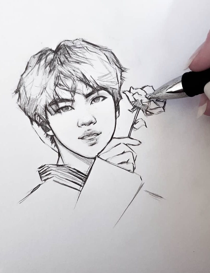 Vẽ chân dung BTS đơn giản
